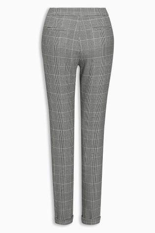 Black/White Prince of Wales Check Taper Trousers